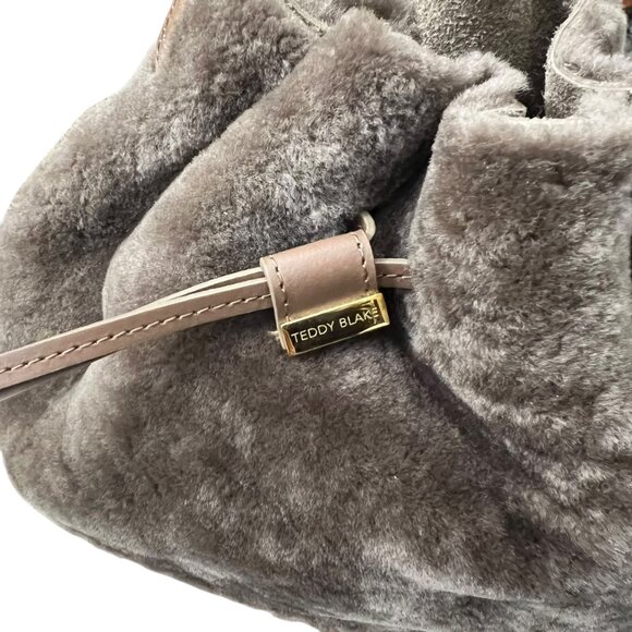 Teddy Blake‎ Eliza Faux Fur Leather Bucket Crossbody Chocolate Brown Neutral - Picture 6 of 15